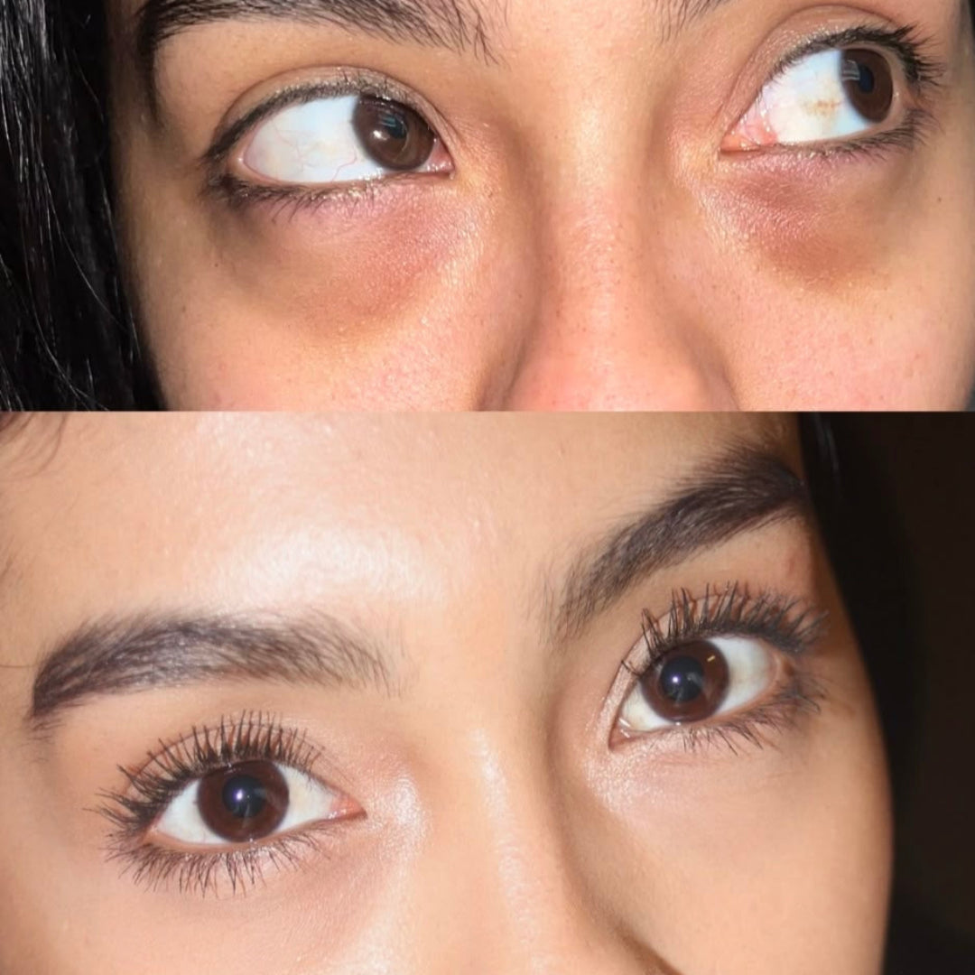 Image d'un Avant/Après l'utilisation du  cache-cerne cachemire ARTIST