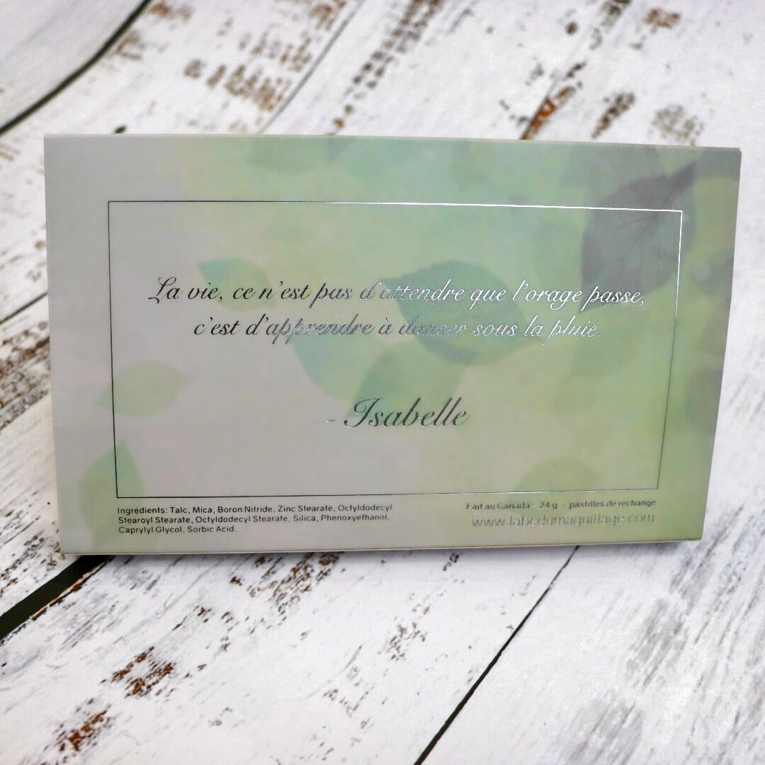 Image du dos de la palette de maquillage Isabelle ARTIST