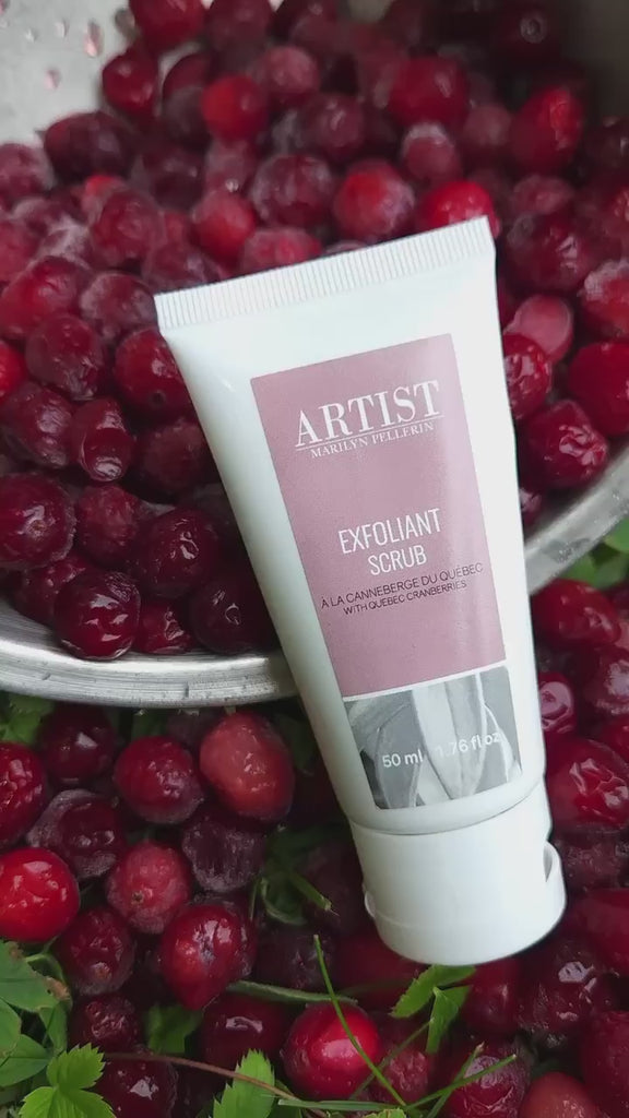 Vidéo de la texture de l'exfoliant à la canneberge du Québec ARTIST